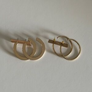 2 Pairs Gold Hoops